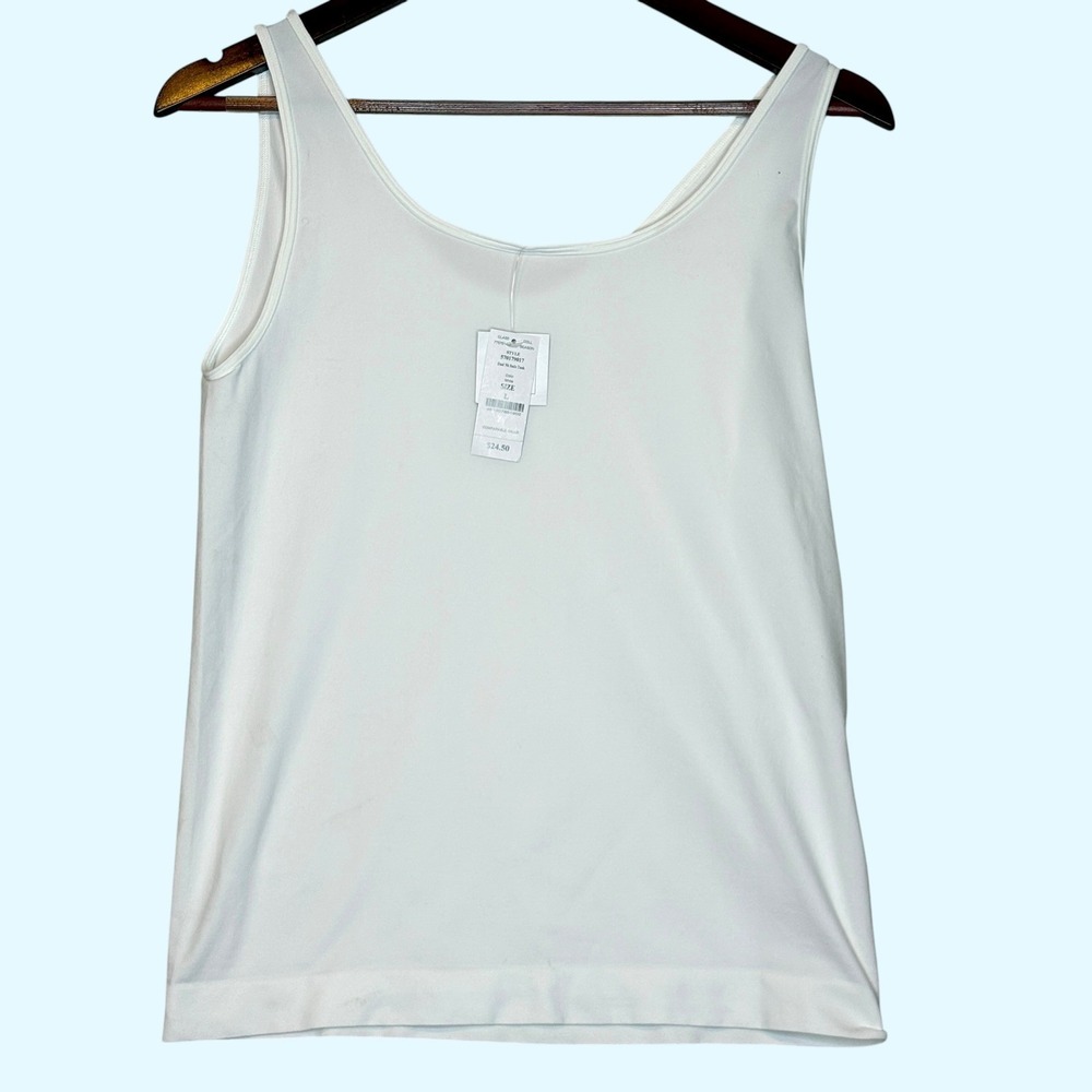 White House Black Market WHBM Womens Tank Top Size L White‎ V-Neck 570179017 NEW - Picture 2 of 6